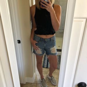 Denim cutoff shorts
